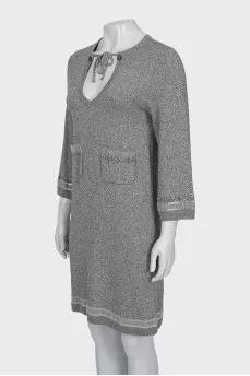 Straight dress with rhinestones