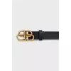 Black leather belt with signature buckle