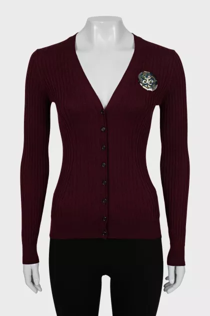Red cardigan with buttons