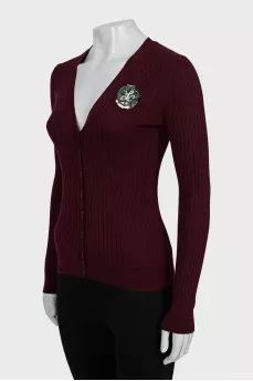 Red cardigan with buttons
