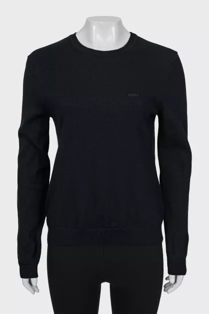 Black wool jumper with embroidery