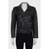 Leather jacket with pockets