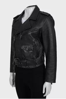 Leather jacket with pockets