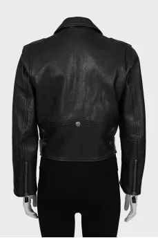 Leather jacket with pockets