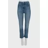 High rise jeans with raw edges