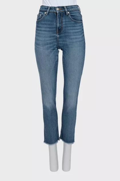 High rise jeans with raw edges
