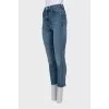 High rise jeans with raw edges