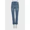 High rise jeans with raw edges