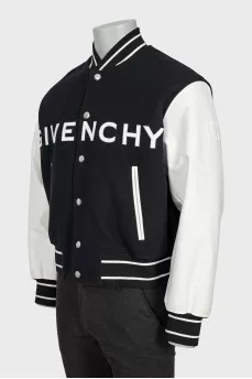Men's black and white bomber jacket