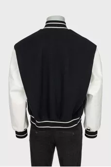 Men's black and white bomber jacket