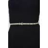 Salad leather belt with golden spikes with a tag
