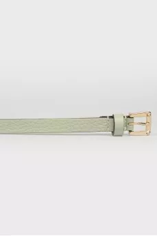 Salad leather belt with golden spikes with a tag
