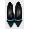 Textile shoes with beads and tassels