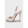 Silver open toe shoes