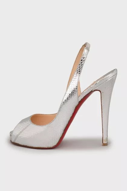 Silver open toe shoes