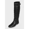 Black leather quilted boots