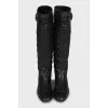 Black leather quilted boots