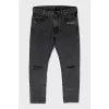 Men's gray straight leg jeans