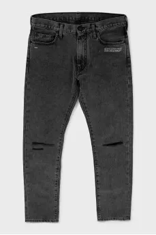Men's gray straight leg jeans