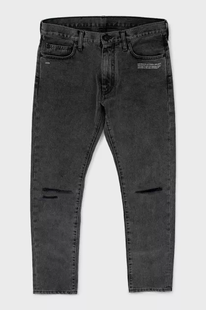 Men's gray straight leg jeans