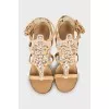 Leather crystal heeled sandals