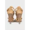Leather crystal heeled sandals