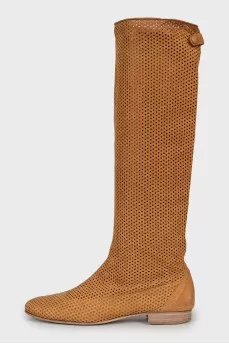 Perforated leather boots