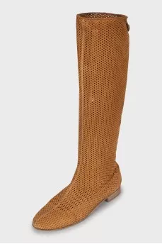 Perforated leather boots