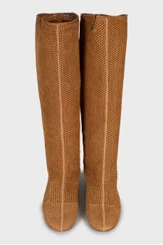 Perforated leather boots