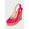 Pink leather wedge shoes