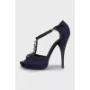 Blue sandals with crystals