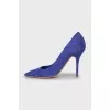 Purple suede pumps