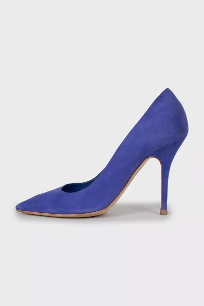 Purple suede pumps