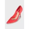 Pink suede pumps