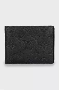 Men's leather wallet with embossing