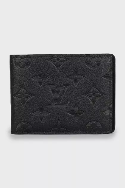 Men's leather wallet with embossing