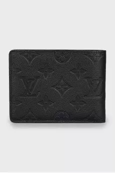 Men's leather wallet with embossing