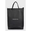 Black leather shopper