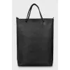 Black leather shopper