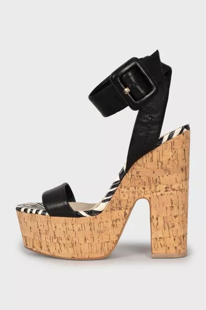 Black wedge sandals
