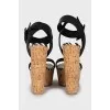Black wedge sandals