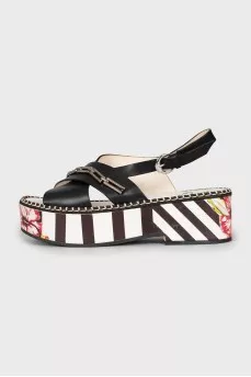 Striped platform sandals