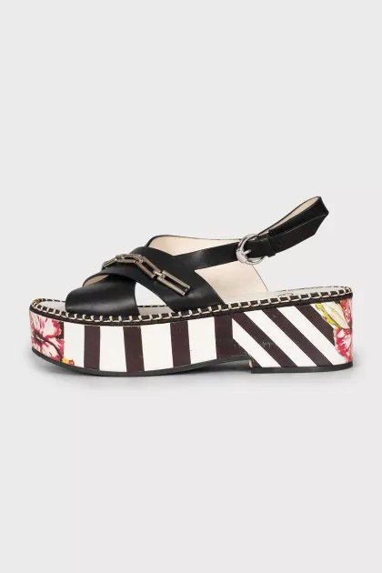 Striped platform sandals