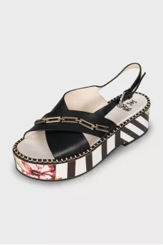 Striped platform sandals