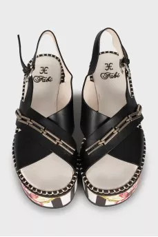 Striped platform sandals