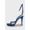 Blue leather heeled sandals