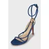 Blue leather heeled sandals