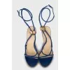 Blue leather heeled sandals