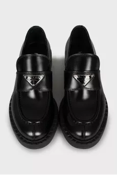 Black leather loafers