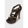 Textile sandals in military print